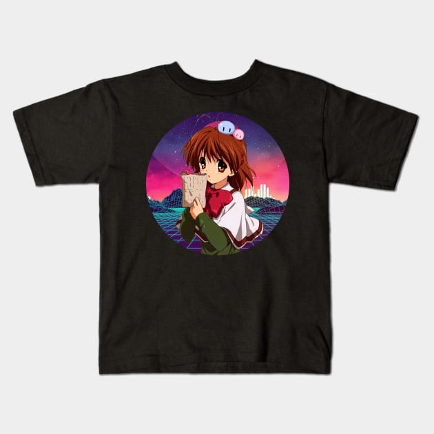 Retro Art Nagisa Clannad Manga Kids T-Shirt by Cierra Bauch